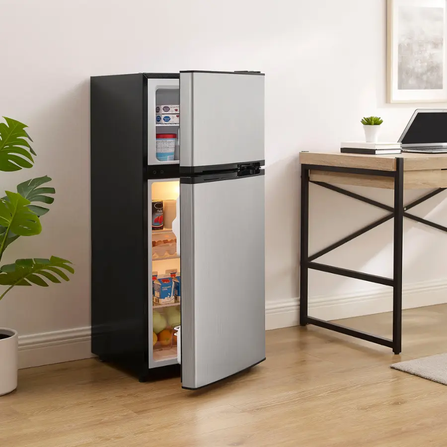 Alt View 16. Insignia™ - 4.3 Cu. Ft. Mini Fridge with Top Freezer and ENERGY STAR Certification - Stainless steel.