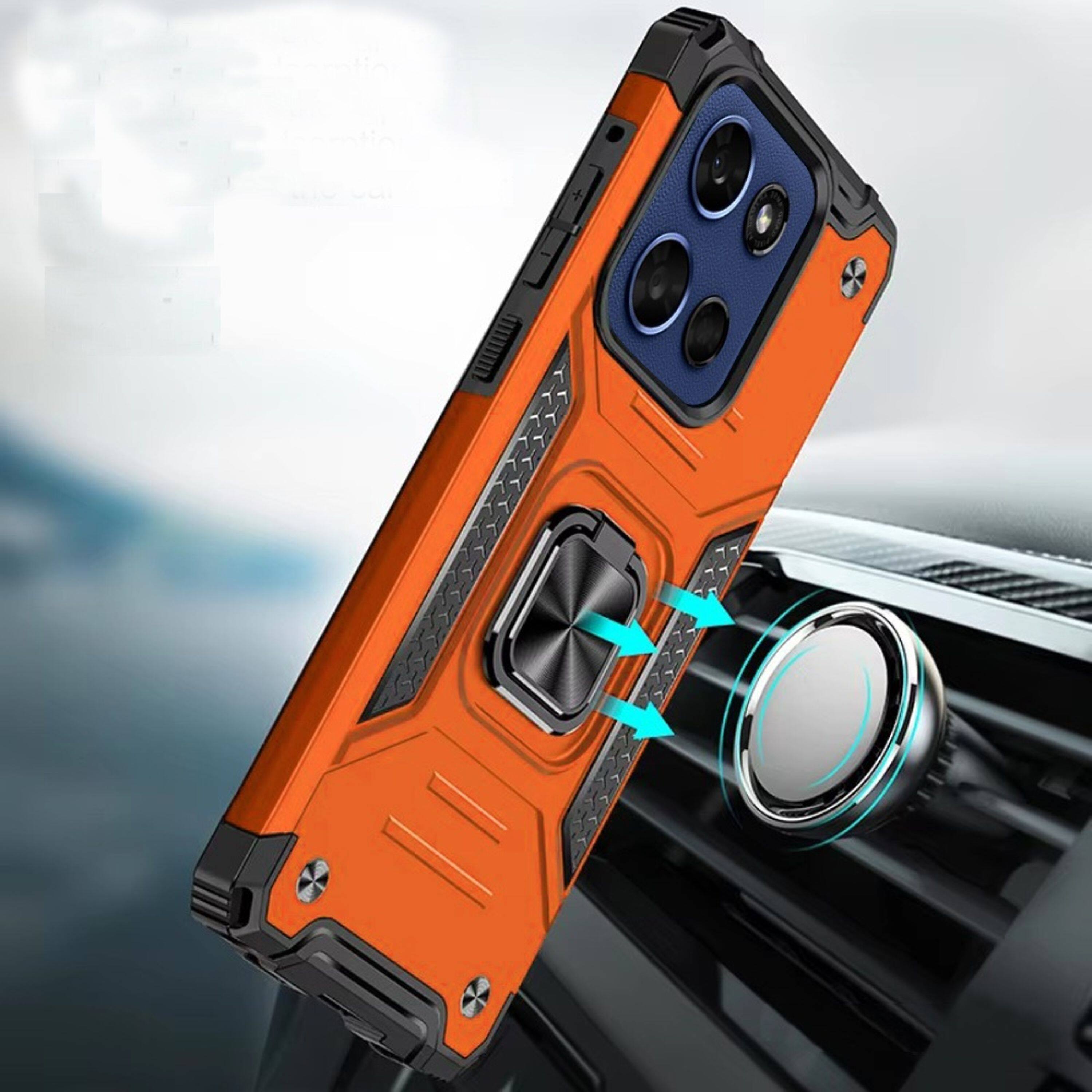Angle. Kitcheniva - Magnetic Kickstand Shockproof Case Plus Tempered Glass For Moto G Stylus 2026/2025 Cosmic Orange - Cosmic Orange.