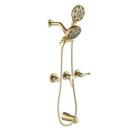 Boyel Living - Shower Set with Triple Handle Control 6 Function Dual Shower Heads and High Flow Tub Spout - Brushed Gold
