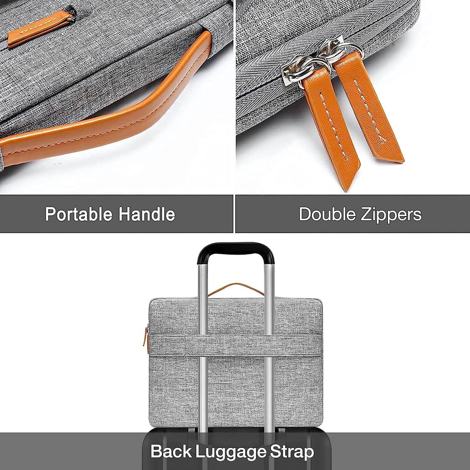 Portable Handle  
Double Zippers  
Back Luggage Strap