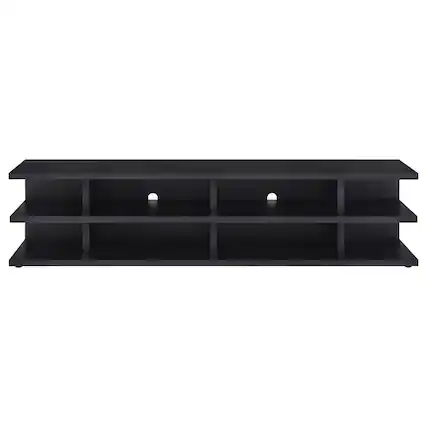 Front. Manhattan Lane - Carie TV Stand Media Console, 2-Tier Open Shelves, Black Wood 78 Inch - Black.