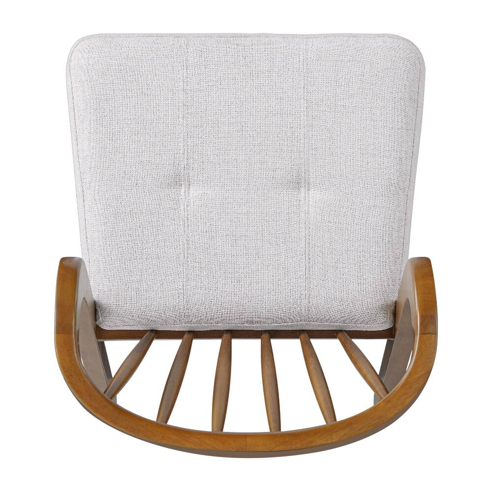 Alt View 6. Loheer - Loheer Mid-Century Modern Rubber Wood Dining Chair Set of 2 Upholstered Seat Walnut Beige - Walnut, Beige.