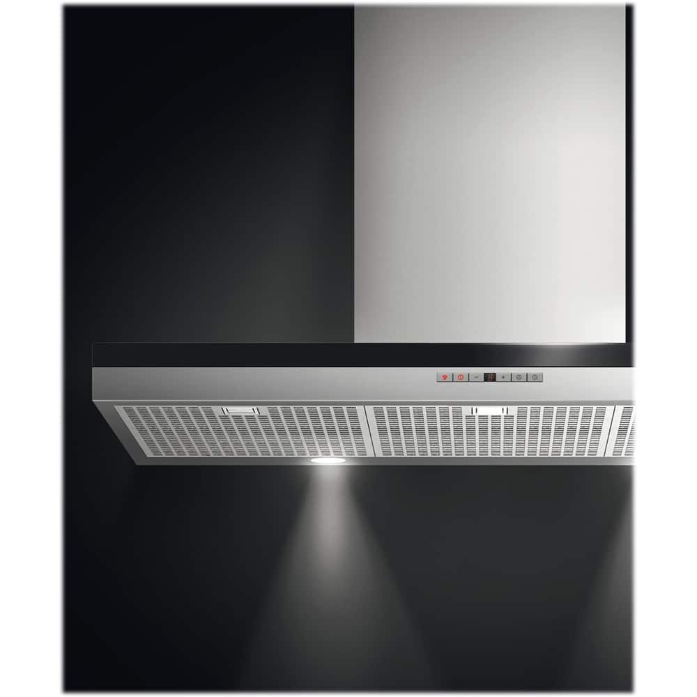 Alt View 11. Fisher & Paykel - 36" Convertible Range Hood - Brushed Stainless Steel/Black Glass.