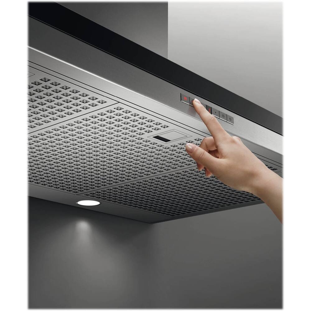 Alt View 12. Fisher & Paykel - 36" Convertible Range Hood - Brushed Stainless Steel/Black Glass.