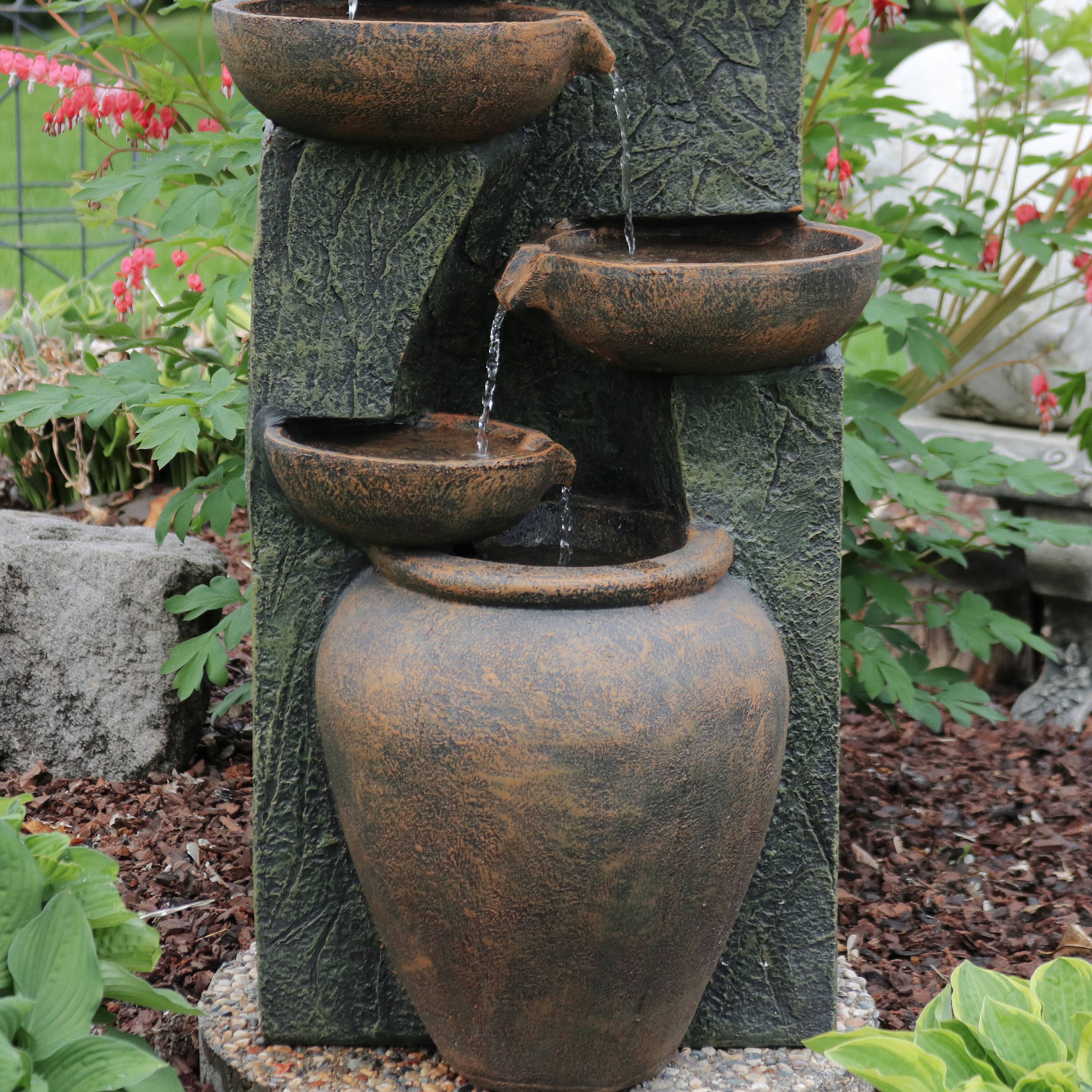 Alt View 5. Sunnydaze - Cascading Earthware Pottery Stream Water Fountain - 39 in - Brown.