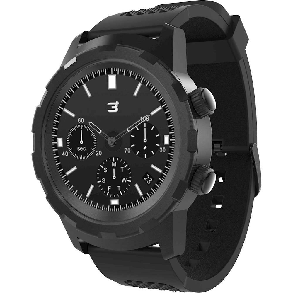 Left. 3Plus - Cruz Hybrid Smartwatch 44mm Stainless Steel - Black.