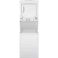 GE - 2.3 Cu. Ft. Top Load Washer and 4.4 Cu. Ft. Gas Dryer Laundry Center - White on White - Front_Zoom