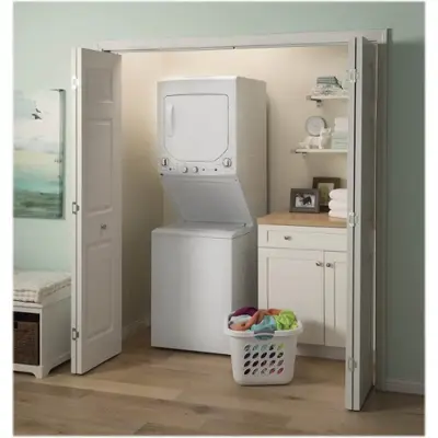 GE Gas Stacked Laundry Center with 2.3-cu ft Washer and 4.4-cu ft Dryer