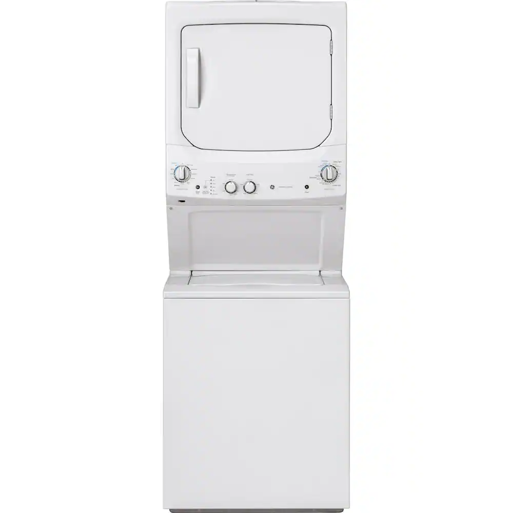 Front. GE - 3.8 Cu. Ft. Top Load Washer and 5.9 Cu. Ft. Electric Dryer Laundry Center - White.