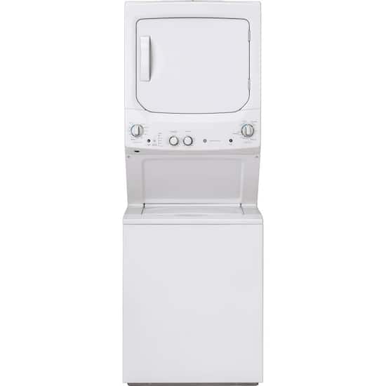 Ge Unitized Spacemaker 3 8 Cu Ft 11 Cycle Washer And 5 9 Cu Ft 4 Cycle Gas Dryer Combo Gud27gssmww Best Buy