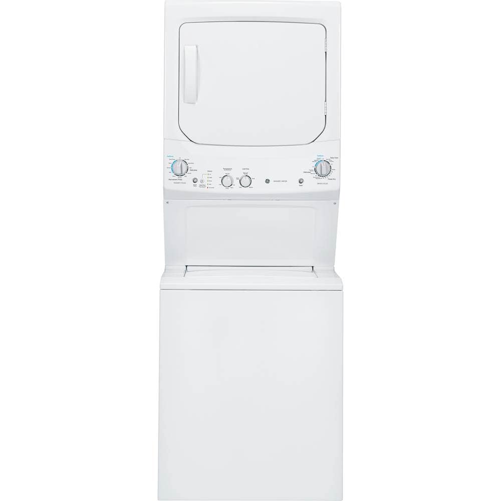 Front. GE - 3.8 Cu. Ft. Top Load Washer and 5.9 Cu. Ft. Electric Dryer Laundry Center with Long Vent Drying - White.