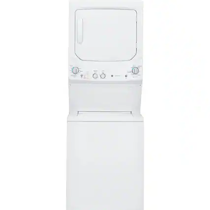 Front. GE - 3.8 Cu. Ft. Top Load Washer and 5.9 Cu. Ft. Electric Dryer Laundry Center with Long Vent Drying - White.