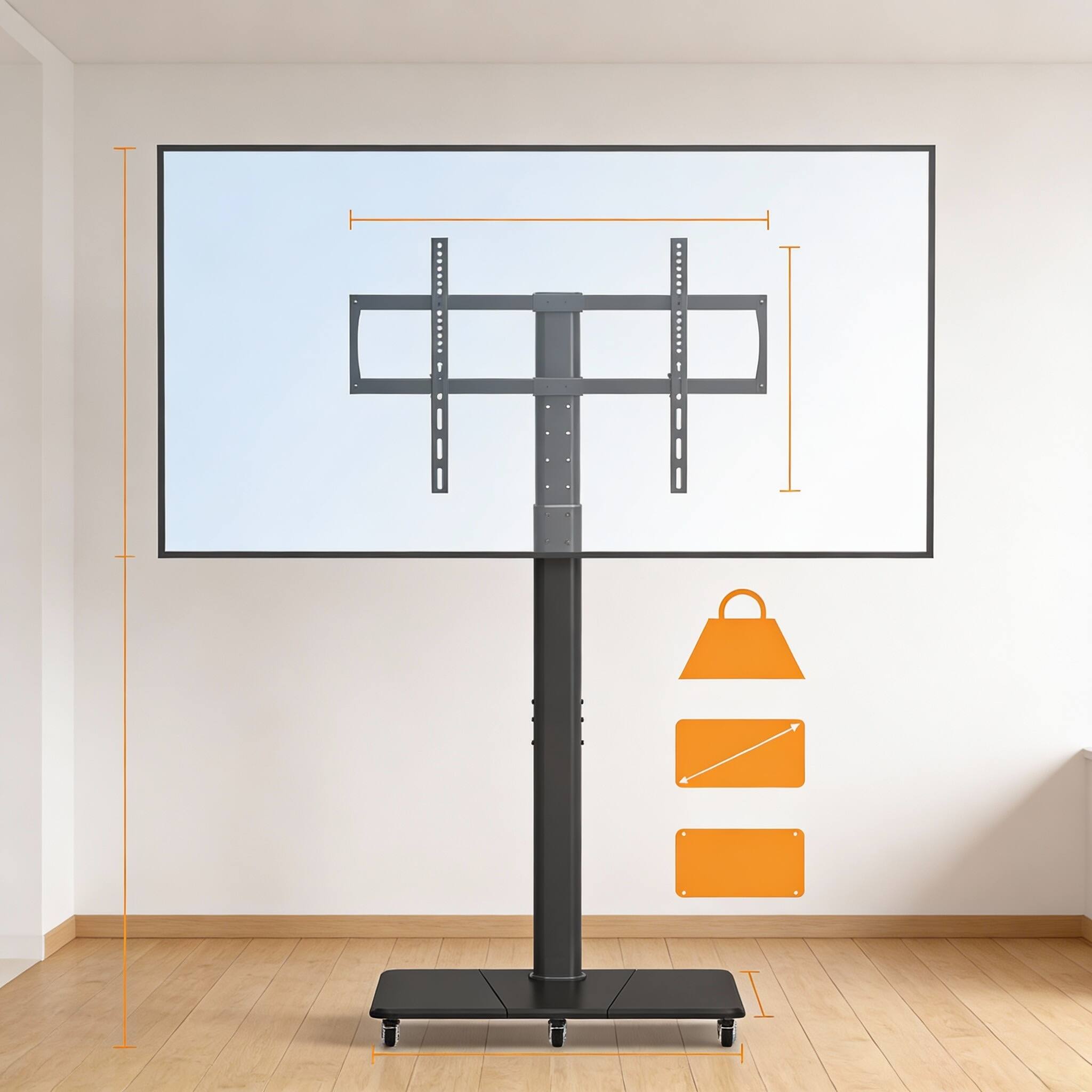 Alt View 2. Frangdom - Mobile Wood TV Stand 32-75" Rolling Height - BLACK Rolling 88 lbs 11.22 x 5.51 x 16.93 inches.