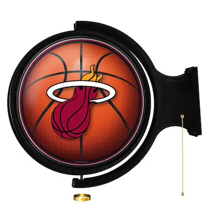 Front. The Fan-Brand - Miami Heat 21'' x 23'' Rotating Lighted Wall Sign - Multicolor.