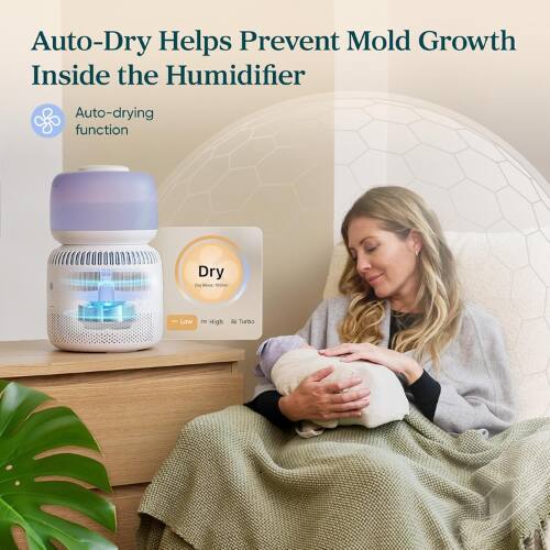 Auto-Dry Helps Prevent Mold Growth Inside the Humidifier

Auto-drying function

Dry

Low - High - Turbo