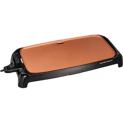 Angle. Hamilton Beach - Durathon Reversible Ceramic Griddle - Black.