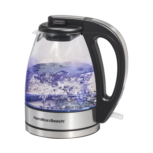Photo 1 of Hamilton Beach - 1L Electric Kettle - Black/Stainless Steel
