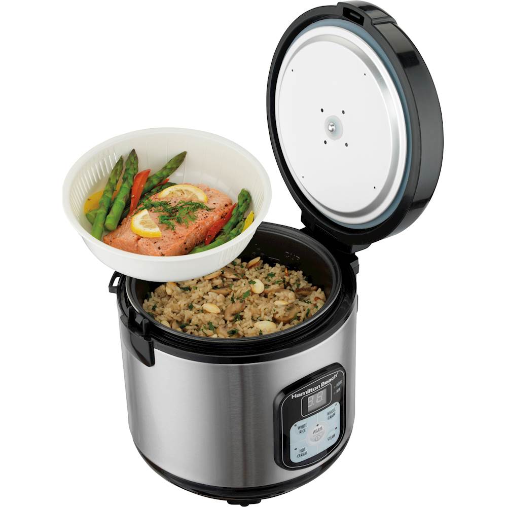Hamilton Beach 37539 Black/Stainless Steel Digital Simplicity 6 Cups  (Uncooked)12 Cups (Cooked) Rice Cooker/Steamer 