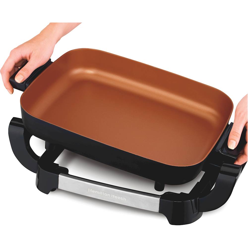 Large Nonstick Electric Skillet - Serves 4 to 6 People (Copper Ceramic) 