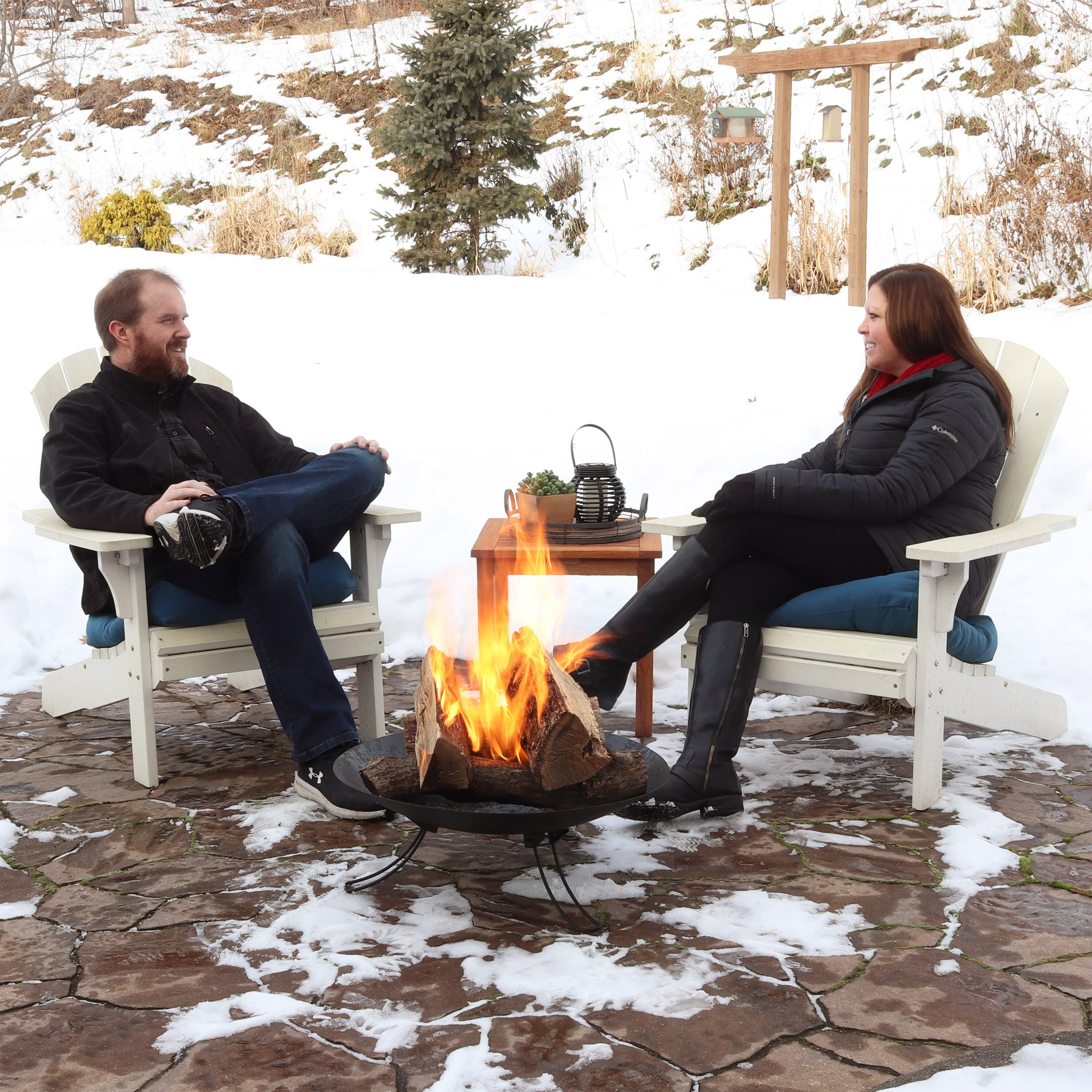 Alt View 4. Sunnydaze - Classic Ebony Steel Portable Folding Fire Pit - 24 in - Black.