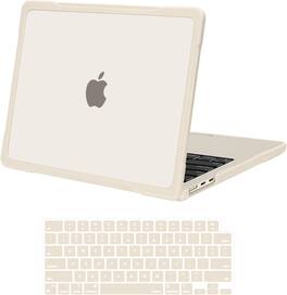 mosiso - For MacBook Air 13.6 inch M5 M4 M3 M2 A3449 A3240 A3113 A2681 2026-2022, Crack-Resistant Hard Case with Soft TPU Bumper - Starlight