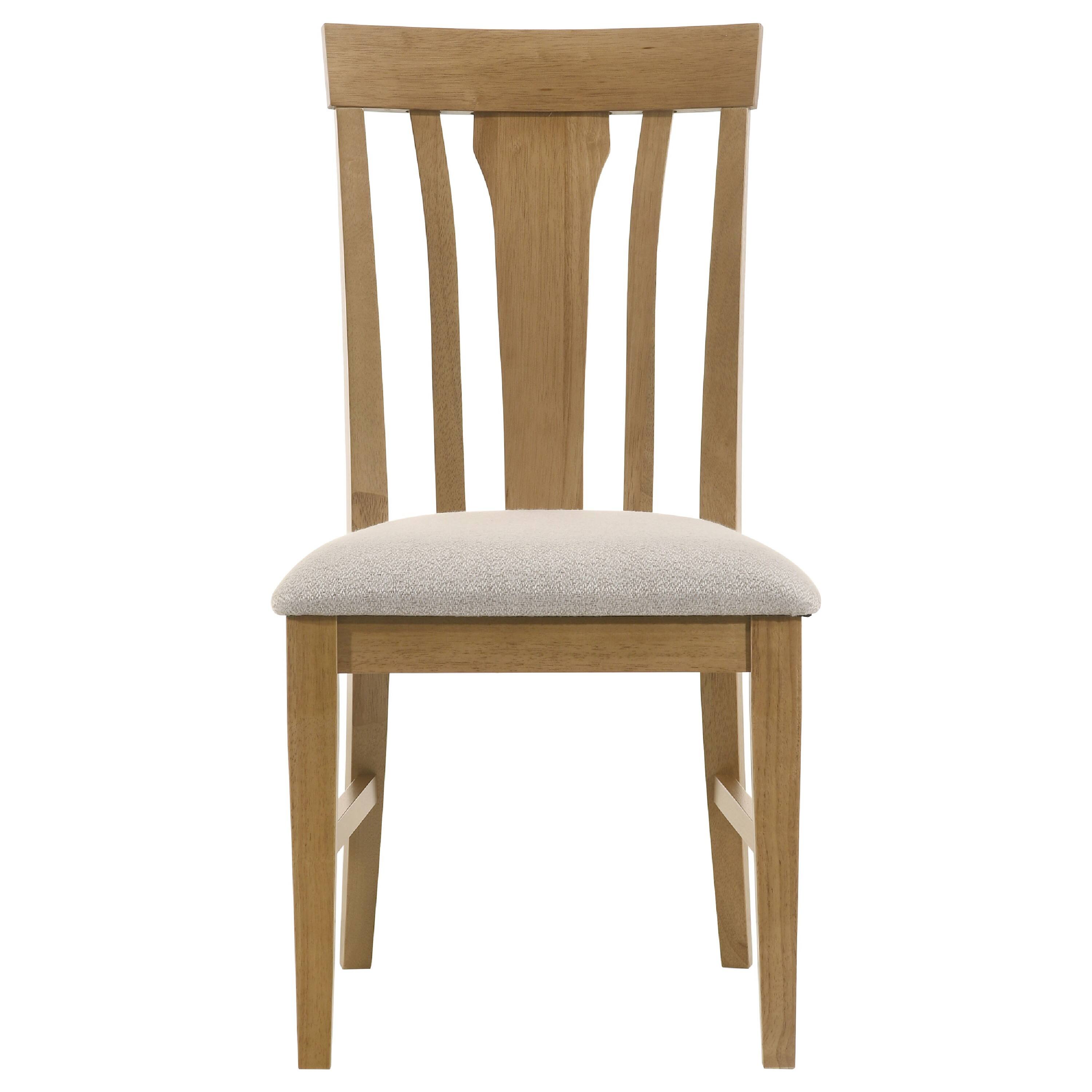 Left. Manhattan Lane - Kema Dining Side Chair Set of 2, Slatted Back, Padded Tan Seat, Brown - Brown.