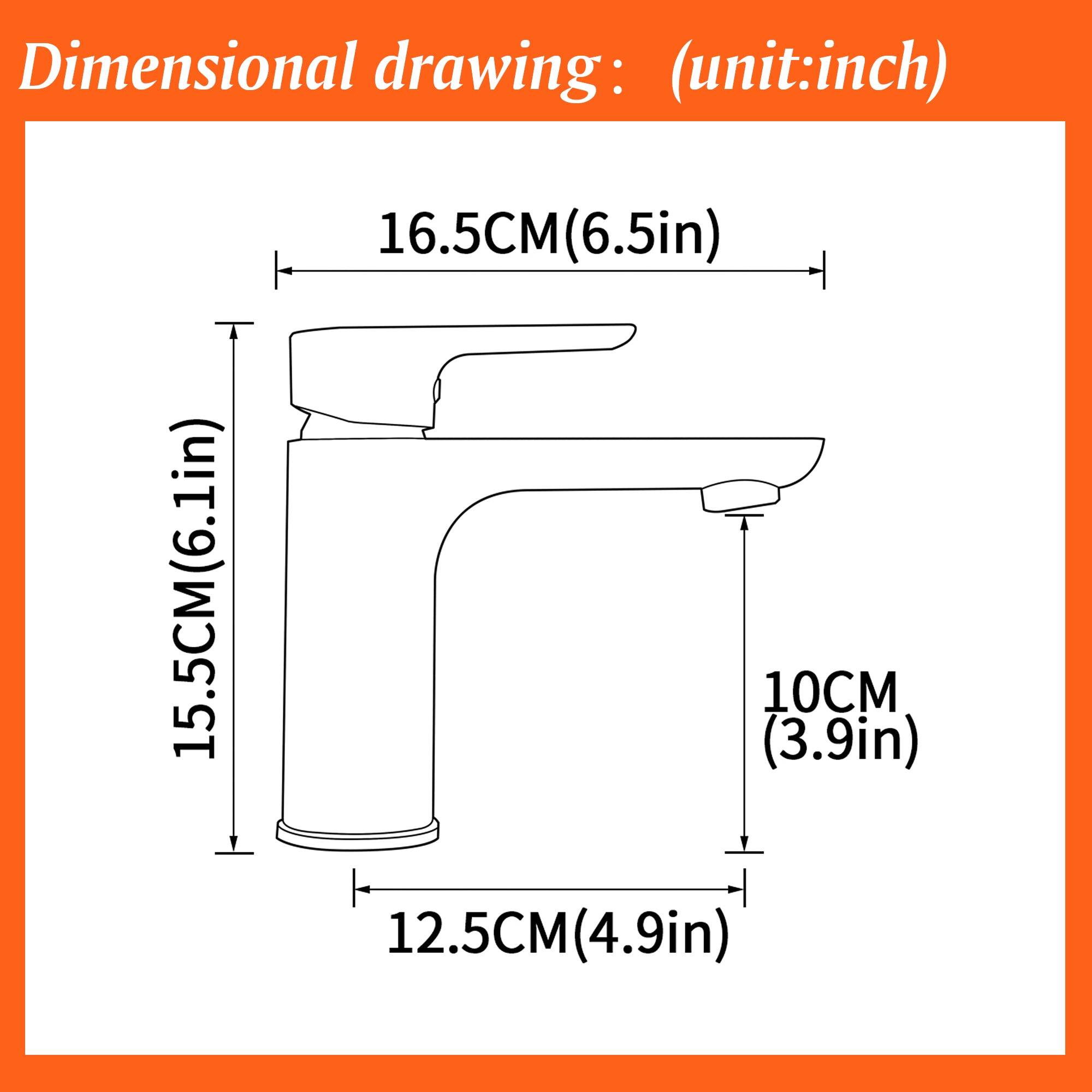 Dimensional drawing: (unit: inch)

- 16.5CM (6.5in)
- 15.5CM (6.1in)
- 12.5CM (4.9in)
- 10CM (3.9in)