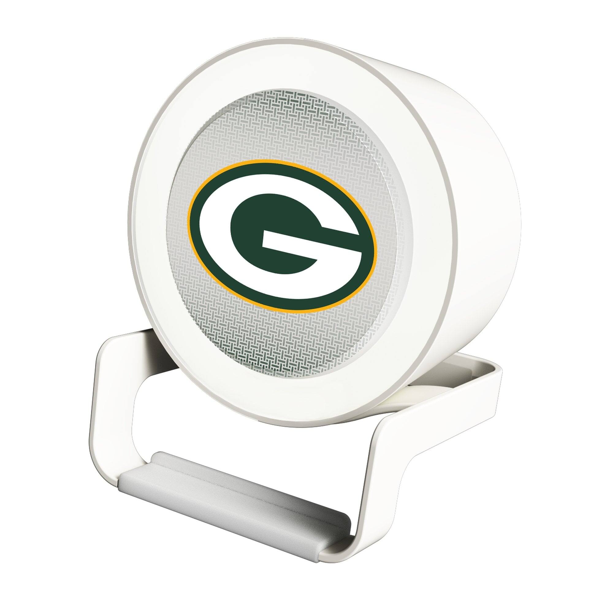 Front. Keyscaper - Green Bay Packers Linen Print Nightlight Charger & Bluetooth Speaker - White.