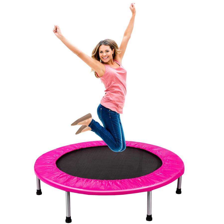 Gymax 38'' Folding Mini Trampoline Fitness Rebounder w/ Safety Pad Pink ...