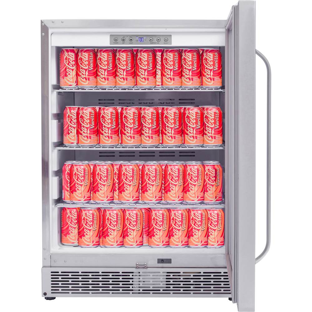 Left View: Whynter - 175-Can Beverage Cooler - Stainless Steel