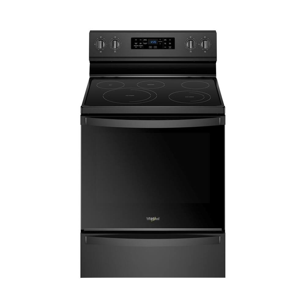 Front. Whirlpool - 6.4 Cu. Ft. Self-Cleaning Freestanding Electric Convection Range - Black.