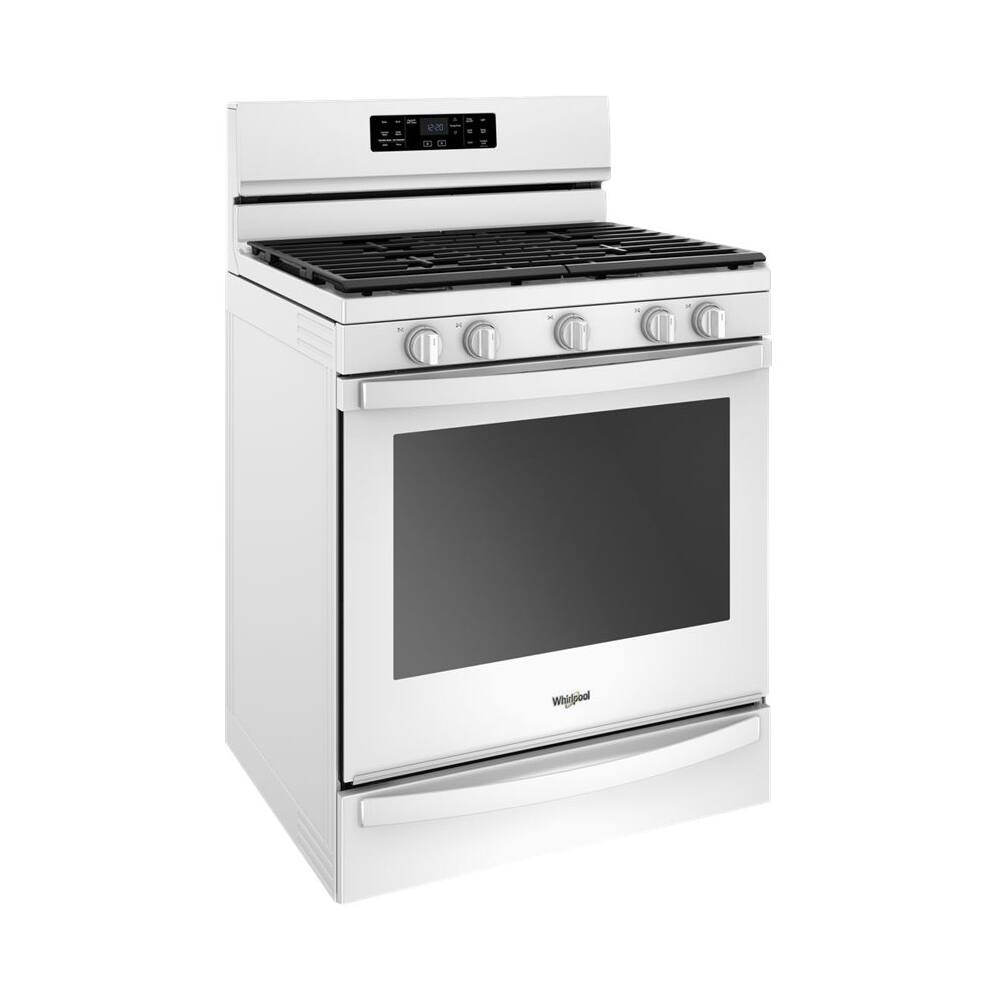 Left. Whirlpool - 5.8 Cu. Ft. Self-Cleaning Freestanding Gas Convection Range - White.