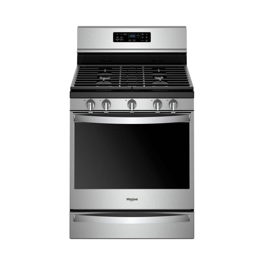 Front. Whirlpool - 5.8 Cu. Ft. Self-Cleaning Freestanding Gas Convection Range - Stainless Steel.