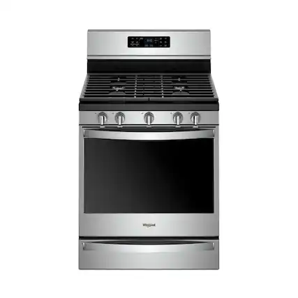 Front. Whirlpool - 5.8 Cu. Ft. Self-Cleaning Freestanding Gas Convection Range - Stainless Steel.