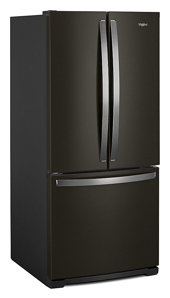 Left View: Whirlpool - 19.7 Cu. Ft. French Door Refrigerator - Fingerprint Resistant Black Stainless