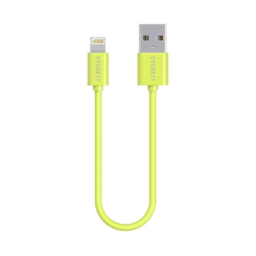 Front. Cygnett - 3.9" USB Type A-to-Lightning Charge-and-Sync Cable - Green.