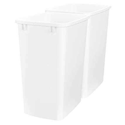 Front. Rev-A-Shelf - Rev-A-Shelf Polymer Replacement 35 qt. Trash Bin, White, 2 Pack, RV-35-11-2 - White.