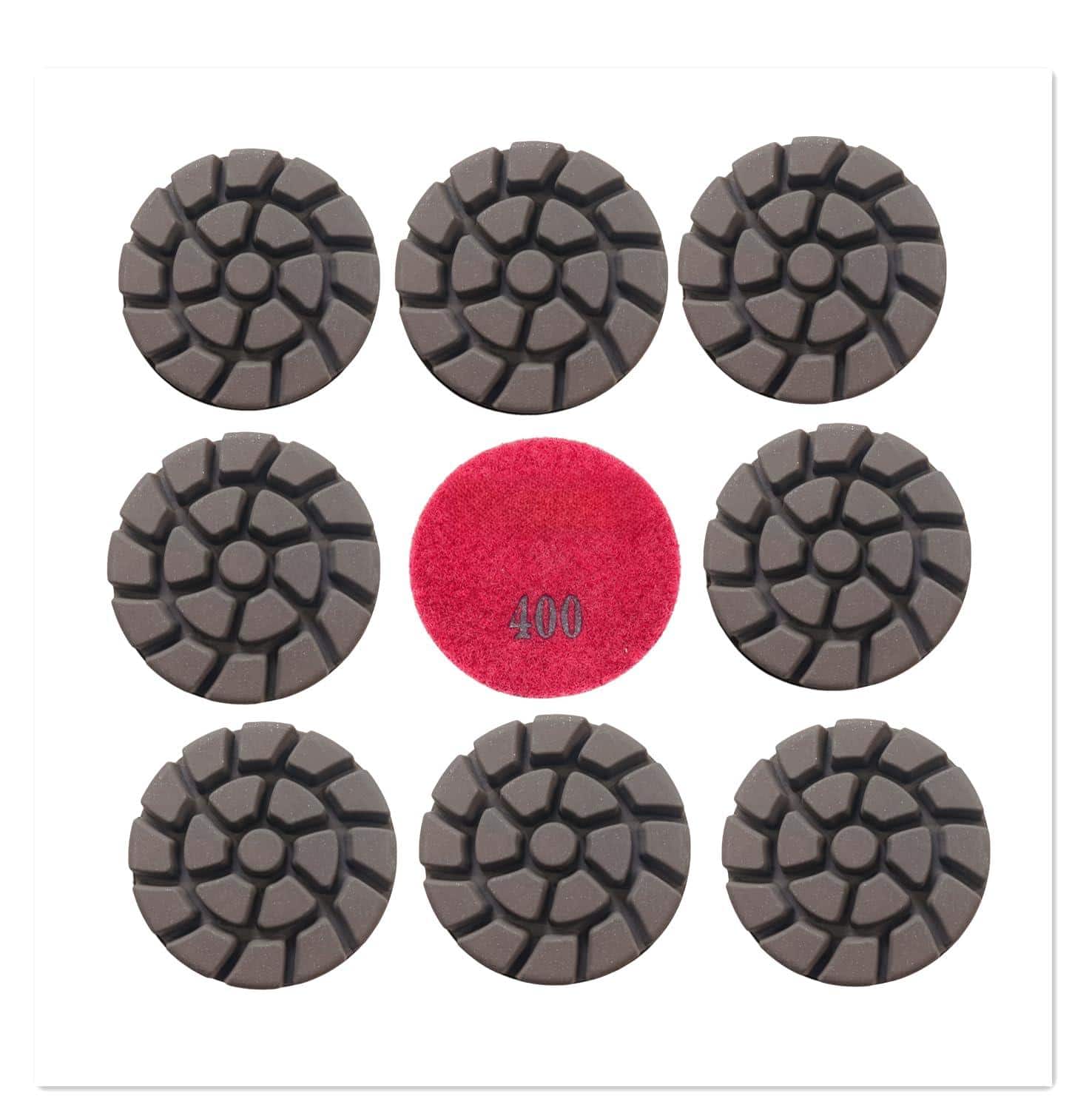 JETRANSPORT - Concrete Floor Polishing Pucks Copper Bond Grinding Disc Fit Ride-on Walk-behind 3 Inch Hook And Loop Long Usi - 400# 9.0