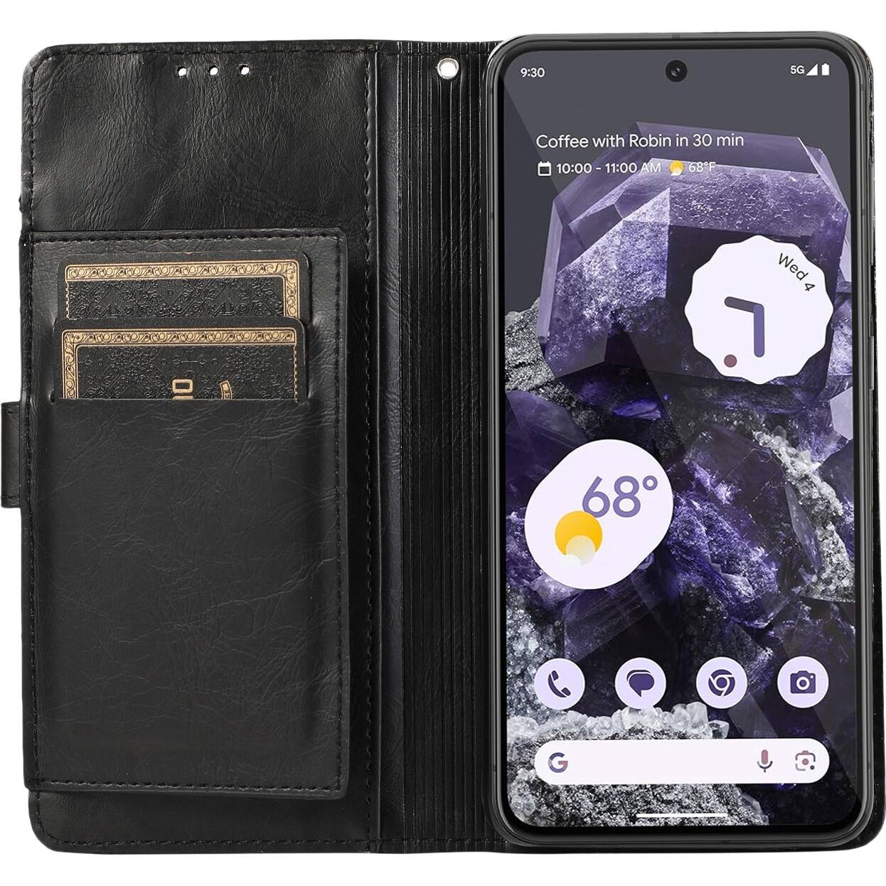 Alt View 13. SaharaCase - Leather Folio Wallet Case for Google Pixel 8 - Black.