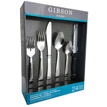 Gibson Home Stainless Steel Flatware Set - 24 Pieces, 1 Service, 4 Place Settings.