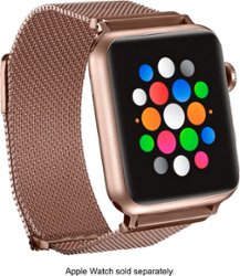 Platinum™ - Magnetic Stainless Steel Mesh Band for Apple Watch 42mm, 44mm, 45mm (Series 1-8) and Apple Watch Ultra 49mm - Rose Gold - Angle_Zoom
