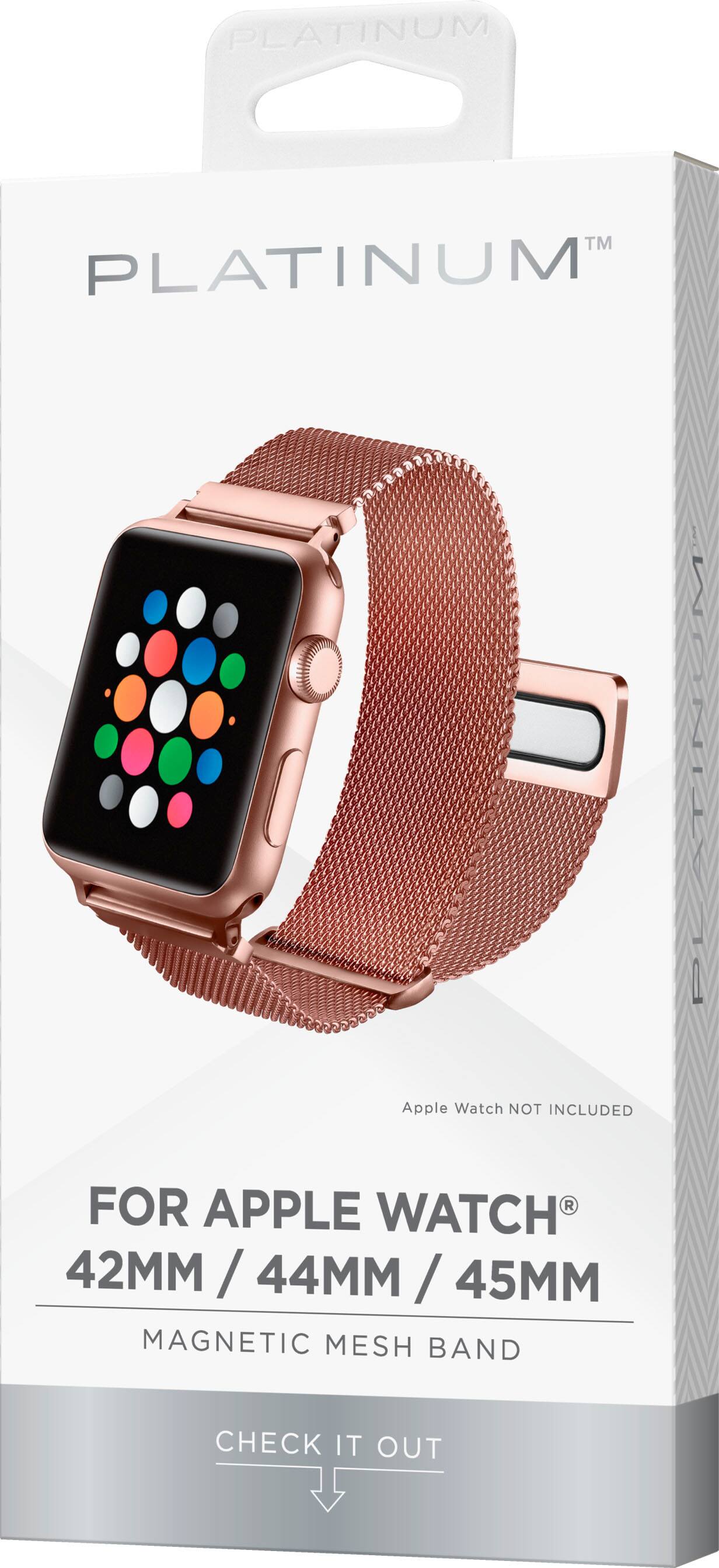 Alt View 15. Platinum™ - Magnetic Stainless Steel Mesh Band for Apple Watch 42mm, 44mm, 45mm (Series 1-9) and Apple Watch Ultra Series 1-2 49mm - Rose Gold.