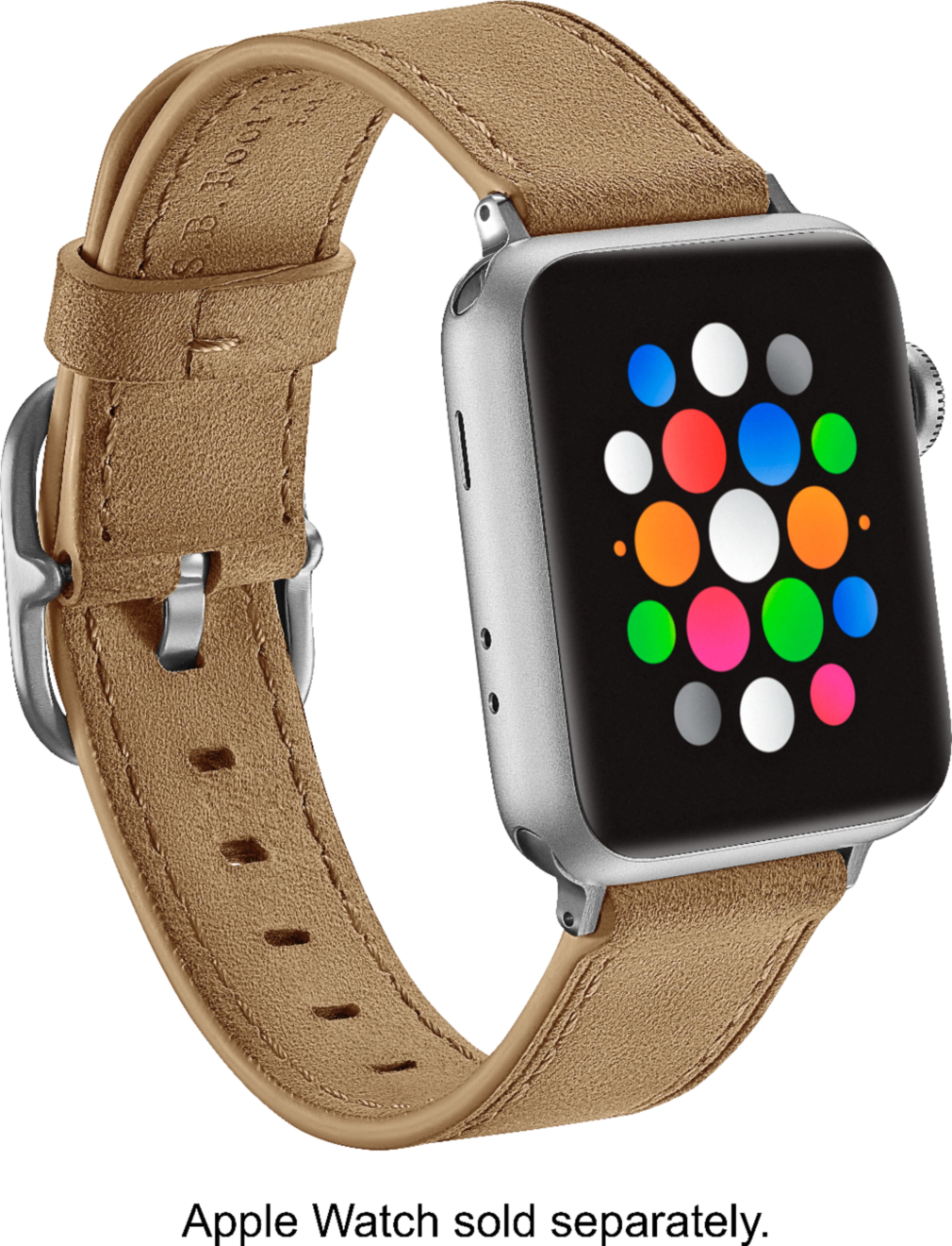 Best Buy Platinum™ Leather Watch Strap for Apple Watch® 38mm Desert