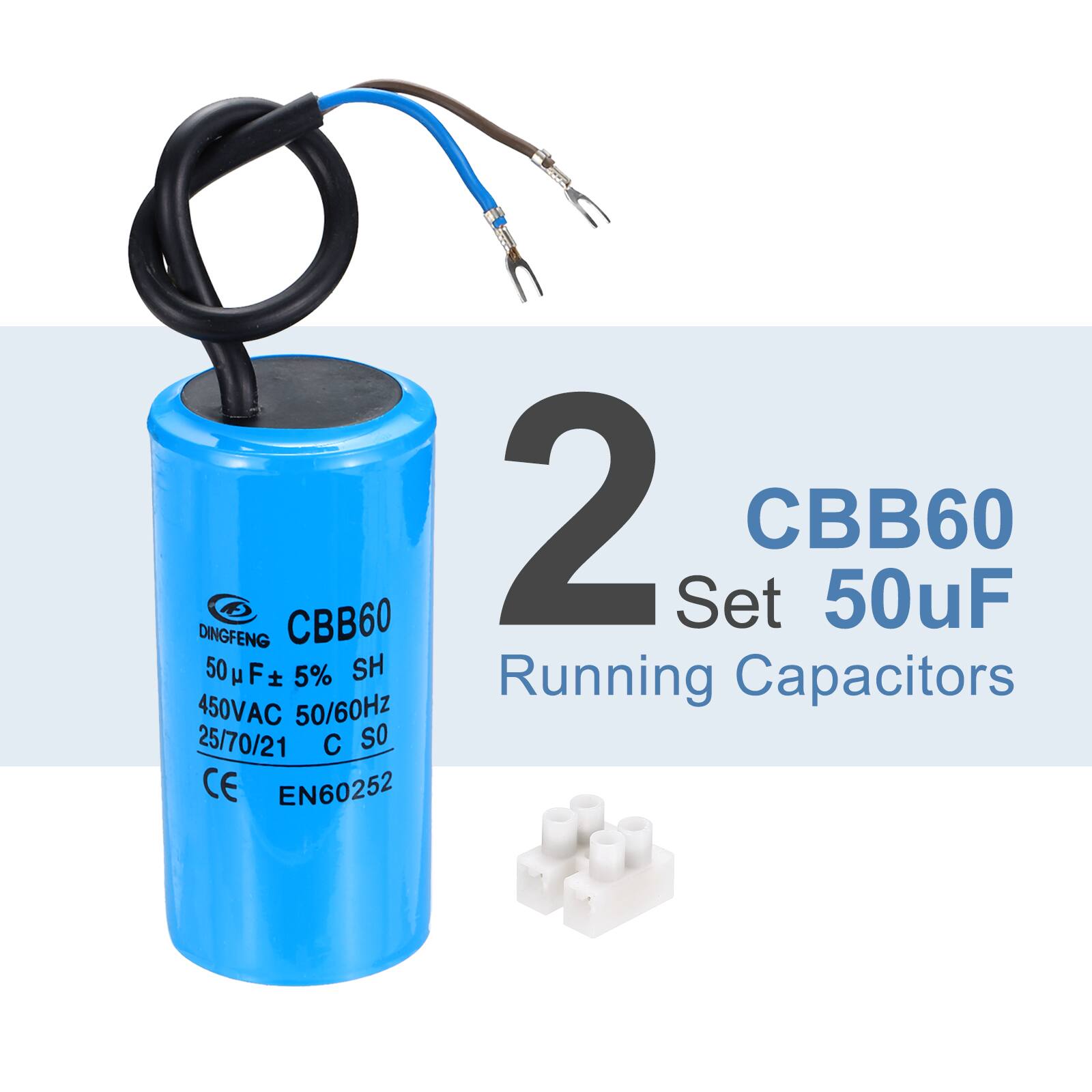 DINGFENG CBB60 50uF ±5% SH 450VAC 50/60Hz 25/70/21 C SO CE EN60252 2 Set CBB60 50uF Running Capacitors