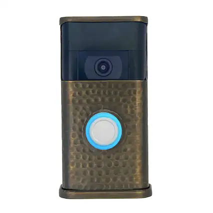 Front. Michael Healy - Hammered Video Doorbell Cover (Ring 2nd Gen) - Antique Brass.