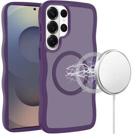 Kitcheniva - Wavy Grip Magnetic Circle Case With Tempered Glass For Samsung S26 Ultra - Dark Purple