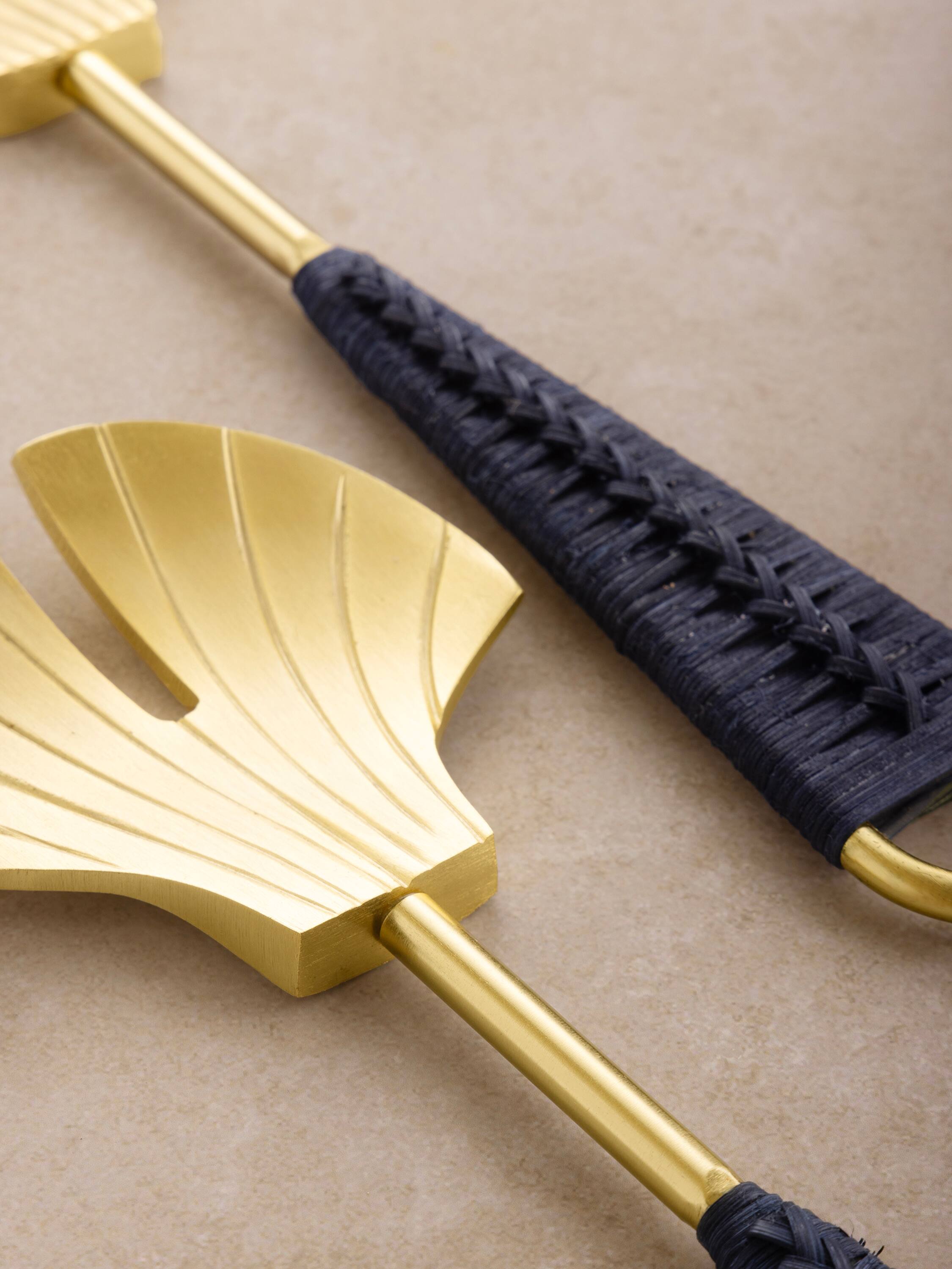 Back. GAURI KOHLI - Vitali Salad Servers - Blue, matte gold.