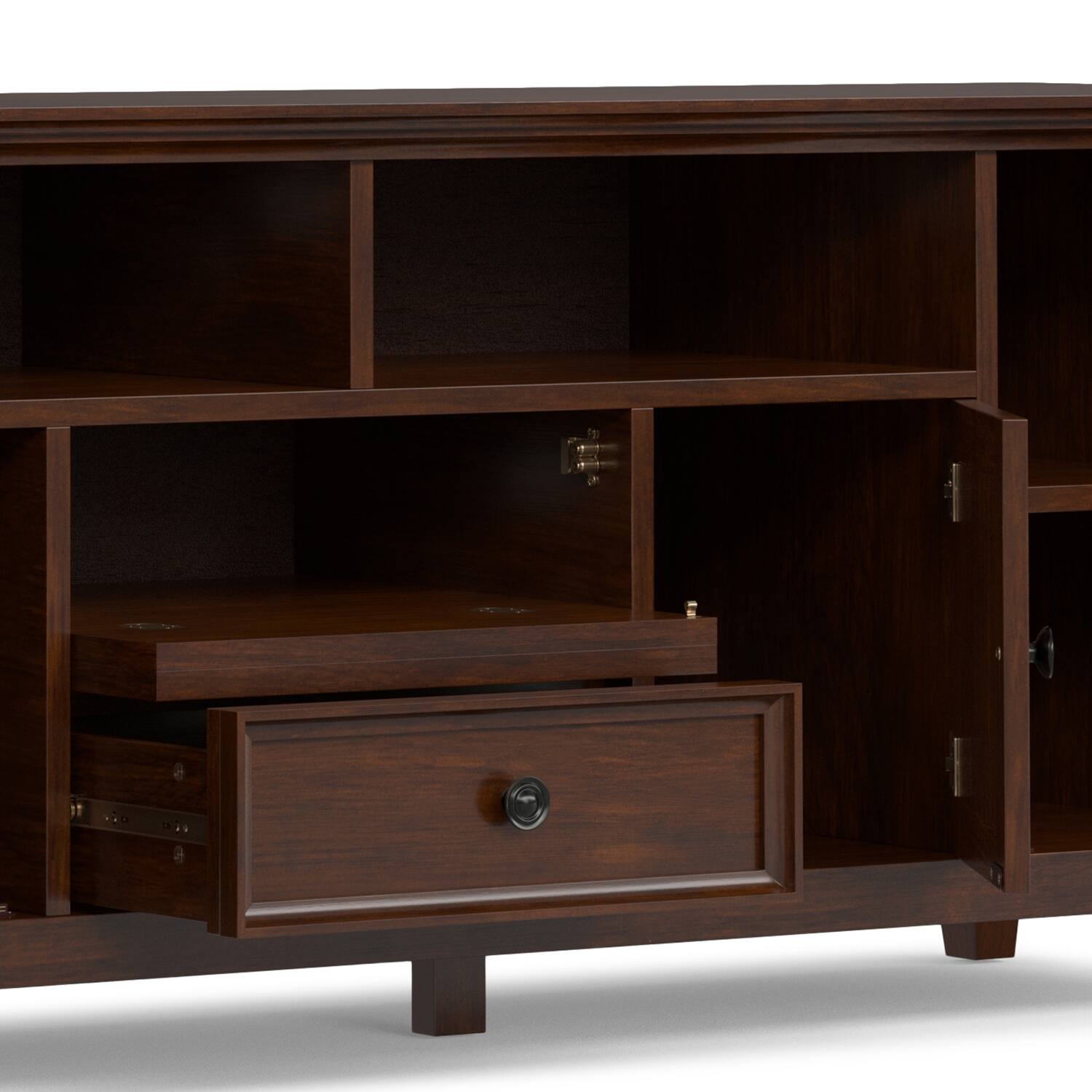 Alt View 6. Simpli Home - Amherst 72 inch Wide TV Media Stand - Russet Brown.