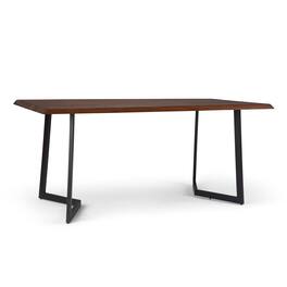 Simpli Home - Watkins MANGO WOOD & Metal 72" x 36" Rectangle Modern Industrial Dining Table with Inverted Metal Base - Dark Brown