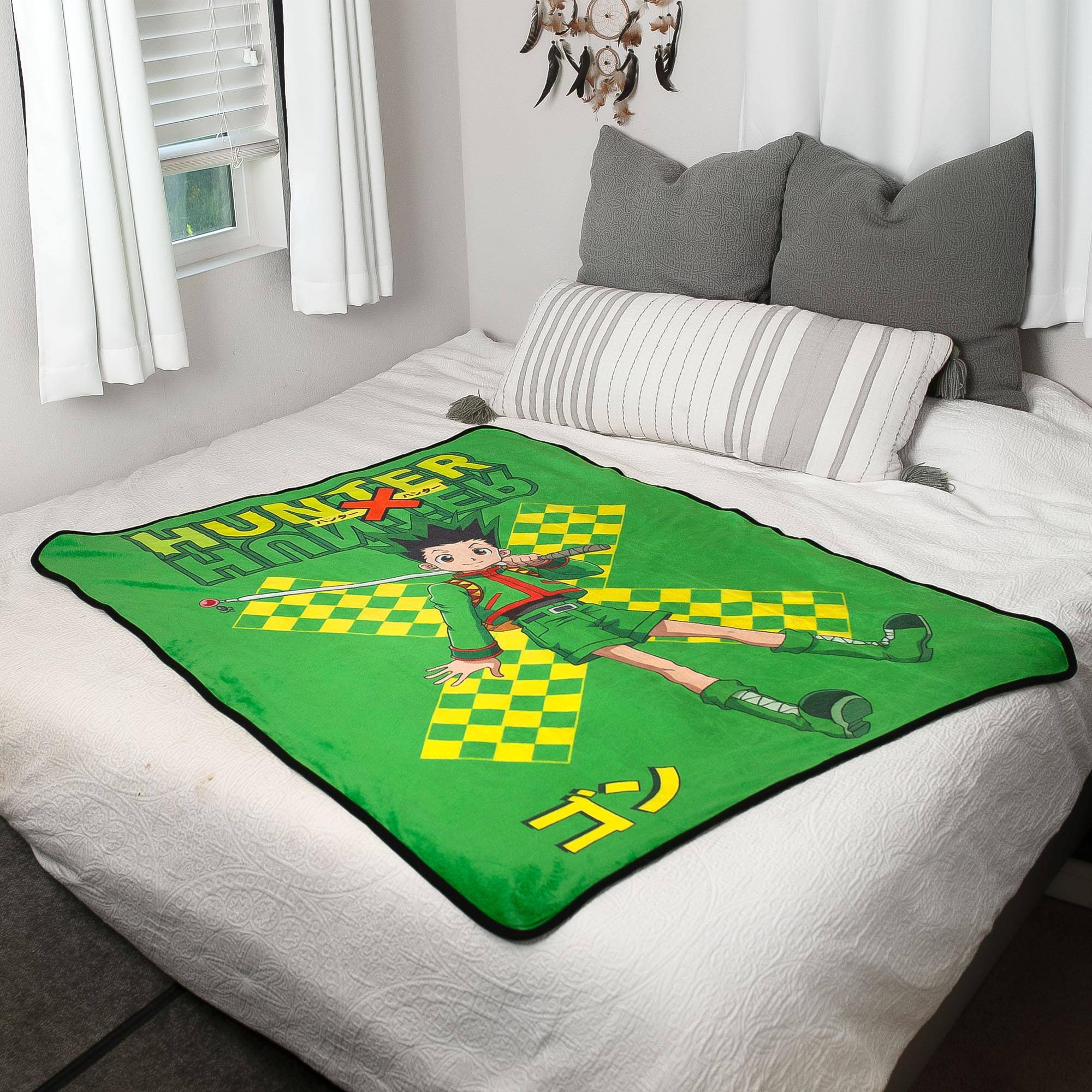 Alt View 4. Just Funky - Hunter X Hunter Gon Freecss Fleece Throw Blanket | 45 x 60 Inches - Green.